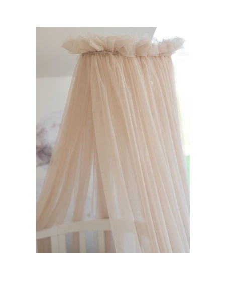 Beige Tulle Canopy for Crib + Canopy Frame
