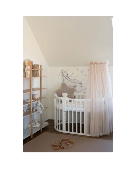 Beige Tulle Canopy for Crib + Canopy Frame