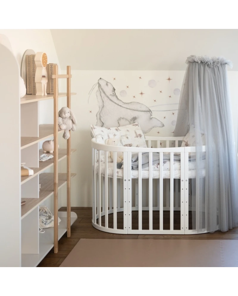 Gray Tulle Canopy for Crib + Canopy Frame