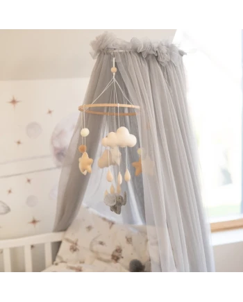 Gray Tulle Canopy for Crib + Canopy Frame