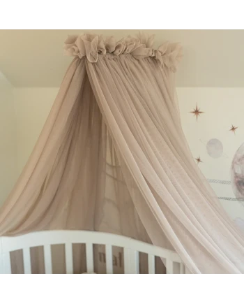 Taupe Tulle Canopy for Crib + Canopy Frame