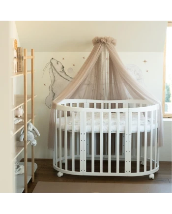 Taupe Tulle Canopy for Crib + Canopy Frame