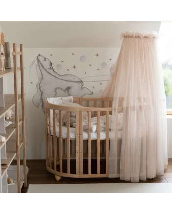 Beige Tulle Canopy for Crib + Canopy Frame