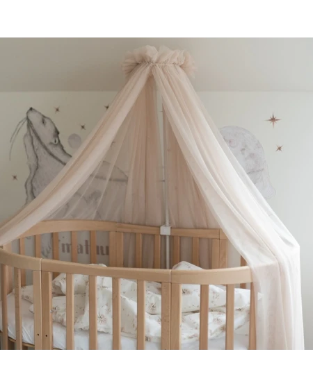Beige Tulle Canopy for Crib + Canopy Frame