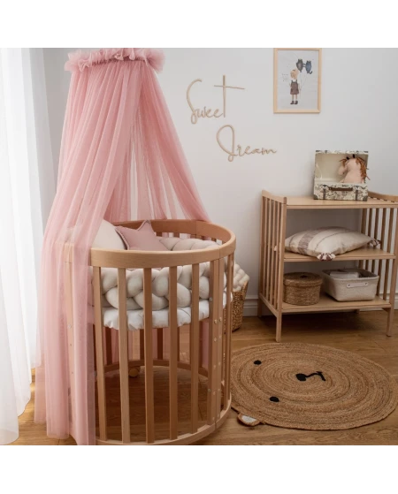 Rose Tulle Canopy for Crib + Canopy Frame