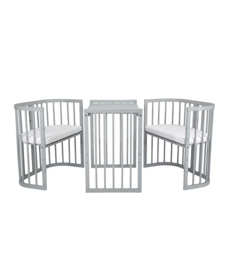 7in1Baby crib with mattress - Gray - Grows with your child Waldin