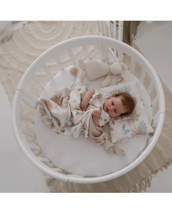 7in1 Oval Baby Crib with mattress - White