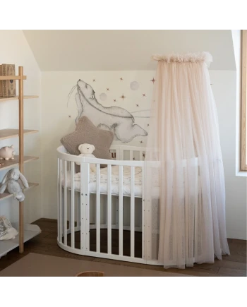 7in1 Oval Baby Crib with mattress - White