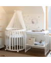 7in1 Oval Baby Crib with mattress - White