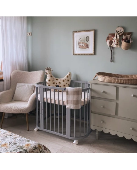 5in1 Baby Crib with matress and cradle - Gray | Waldin