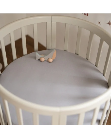 Organic Cotton Sheet 73x73 Oval Crib - Gray | WALDIN