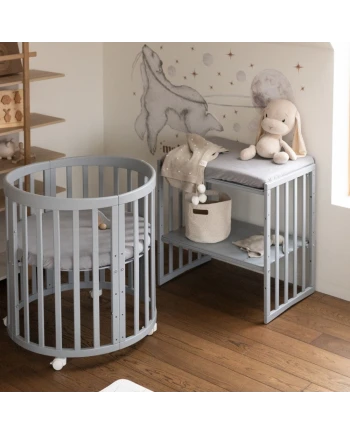Organic Cotton Sheet 73x73 Oval Crib - Gray | WALDIN