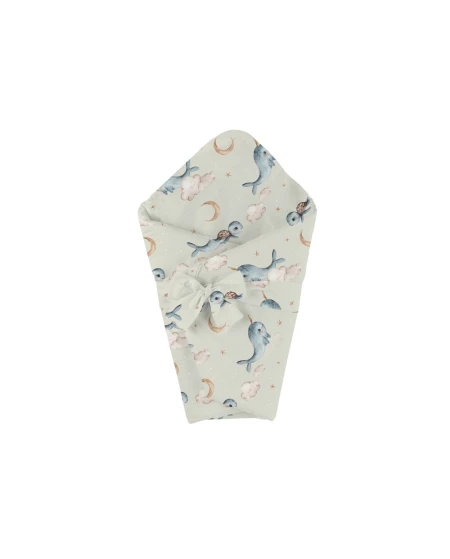 Bamboo baby duvet 75x75 + cone ribbon Whale