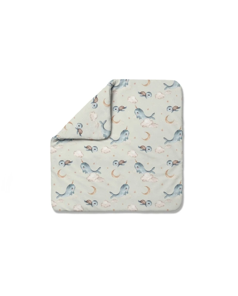 Bamboo baby duvet 75x75 + cone ribbon Whale