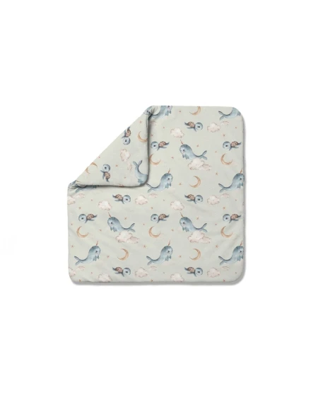 Bamboo baby duvet 75x75 + cone ribbon Whale