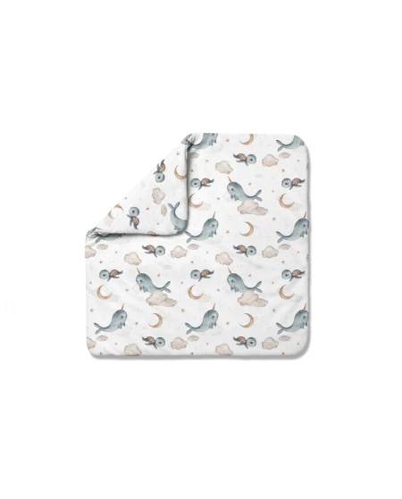 Bamboo baby duvet 75x75 + cone ribbon Whale