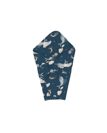 Bamboo baby duvet 75x75 + cone ribbon Whale