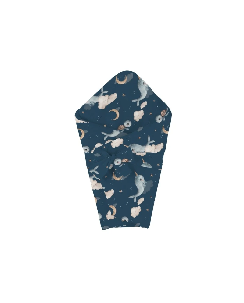Bamboo baby duvet 75x75 + cone ribbon Whale