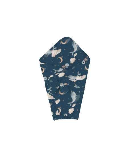 Bamboo baby duvet 75x75 + cone ribbon Whale