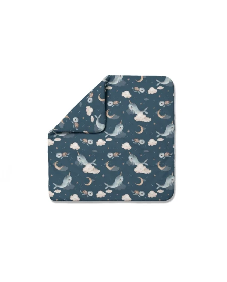 Bamboo baby duvet 75x75 + cone ribbon Whale