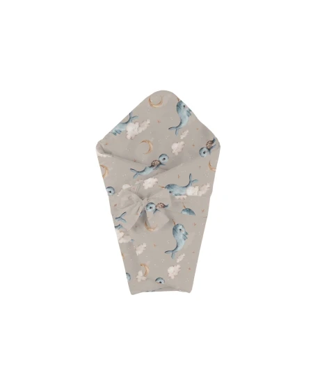 Bamboo baby duvet 75x75 + cone ribbon Whale