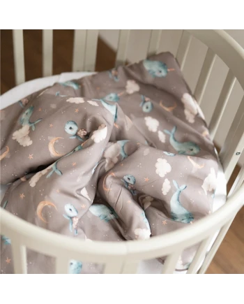 Bamboo baby duvet 75x75 + cone ribbon Whale