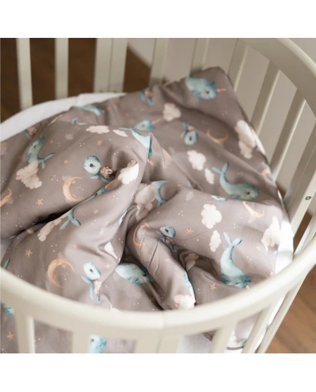 Bamboo baby duvet 75x75 + cone ribbon Whale