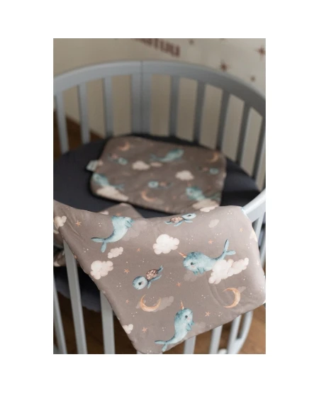 Bamboo baby duvet 75x75 + cone ribbon Whale
