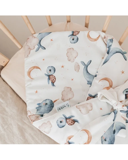 Bamboo baby duvet 75x75 + cone ribbon Whale