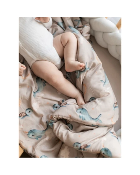 Bamboo baby duvet 75x75 + cone ribbon Whale