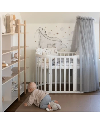 7in1 Oval Baby Crib with mattress - White