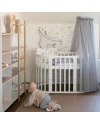 7in1 Oval Baby Crib with mattress - White