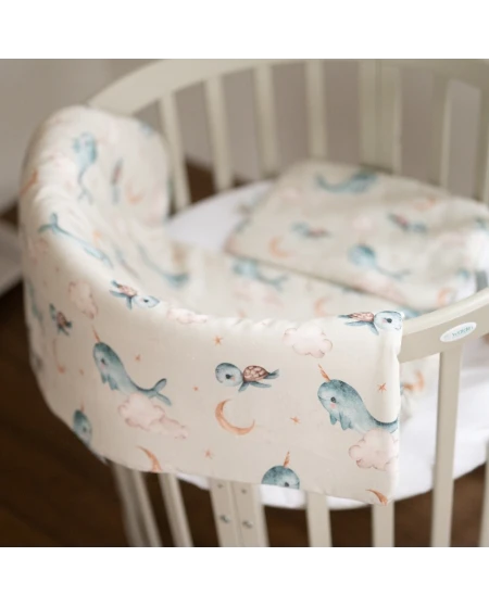 Bamboo baby duvet 75x75 + cone ribbon Whale