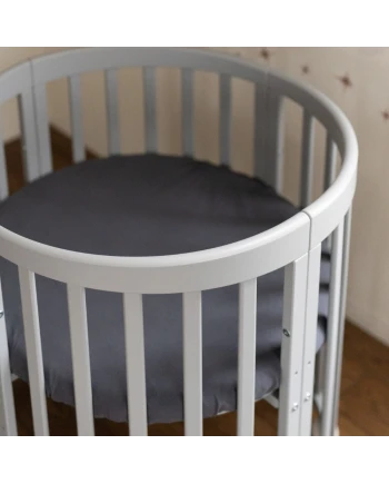 Organic Cotton Sheet 73x73cm Oval Crib - Graphite | WALDIN