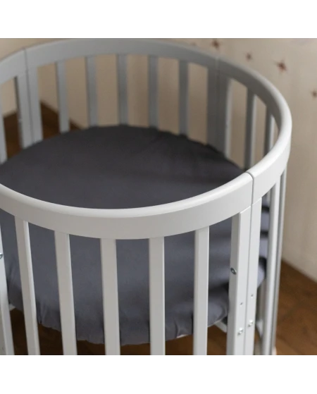 Organic Cotton Sheet 73x73cm Oval Crib - Graphite | WALDIN