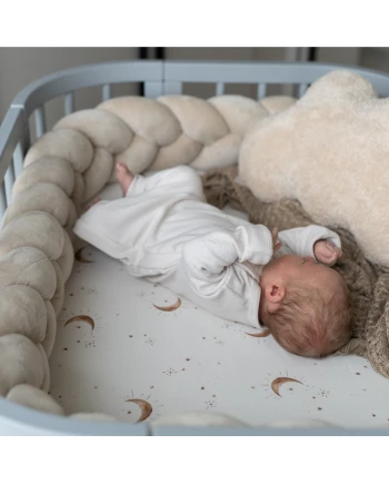 Velour Braided Crib Bumper 210 cm - Beige