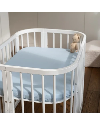 Organic Cotton Fitted Sheet 93x65 for 5in1 Crib – Blue