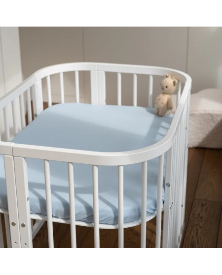 Organic Cotton Fitted Sheet 93x65 for 5in1 Crib – Blue