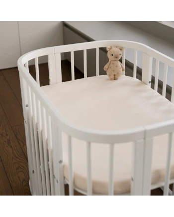 Organic Cotton Fitted Sheet 93x65 for 5in1 Crib – Beige | Waldin