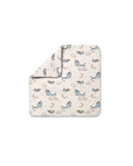 Bamboo baby duvet 75x75 + cone ribbon Whale