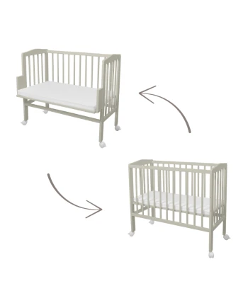 Bedside Crib 2in1 with mattress - Olive | Waldin