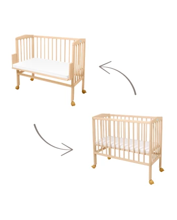 Bedside Crib 2in1 with mattress - Natural | Waldin