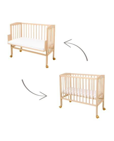 Bedside Crib 2in1 with mattress - Natural | Waldin