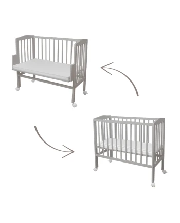 Bedside Crib 2in1 with mattress - Gray | Waldin