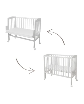 Bedside Crib 2in1 with mattress - White | Waldin