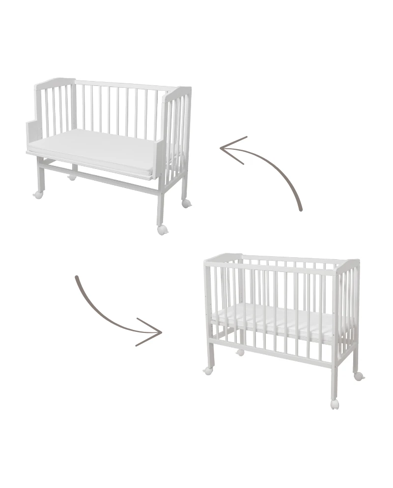 Bedside Crib 2in1 with mattress - White | Waldin