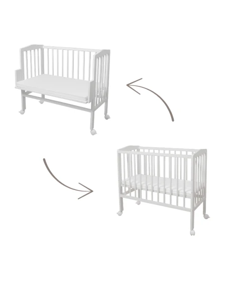 Bedside Crib 2in1 with mattress - White | Waldin
