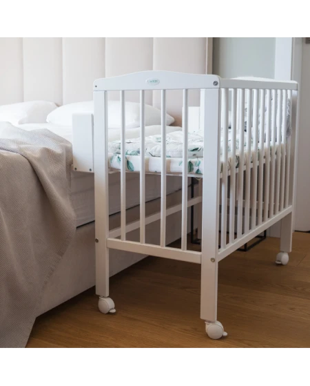 Bedside Crib 2in1 with mattress - White | Waldin