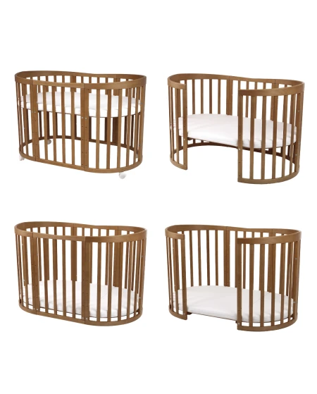 7in1 Oval Baby Crib with mattress - Vintage | Waldin