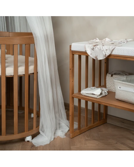 7in1 Oval Baby Crib with mattress - Vintage | Waldin
